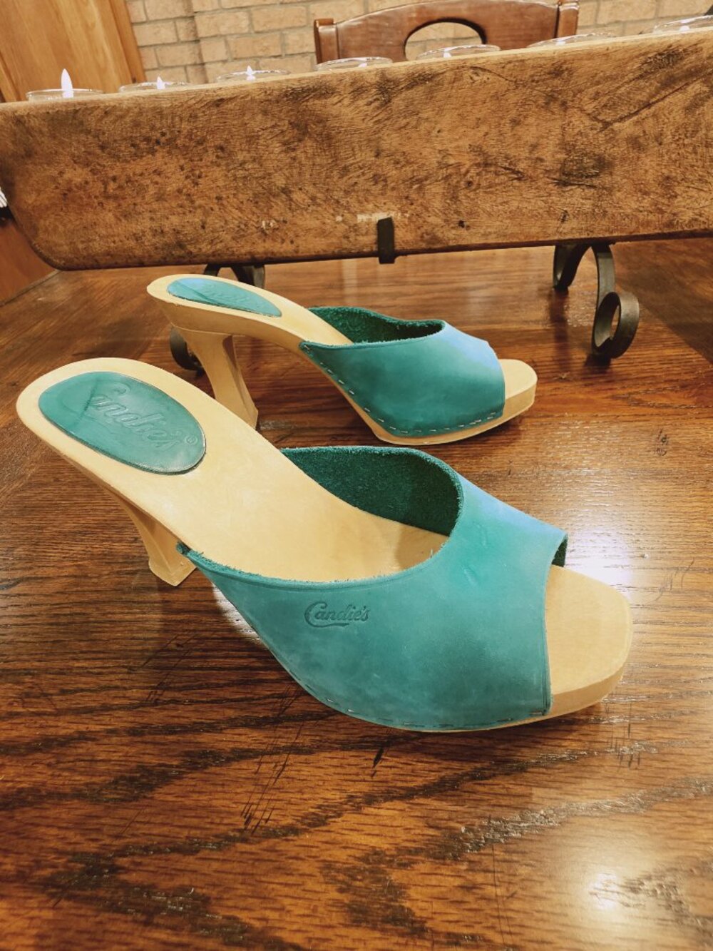 Vintage Y2K Candie’s Original Slides Teal Suede Mules Size 9 Barbiecore - Picture 7 of 15